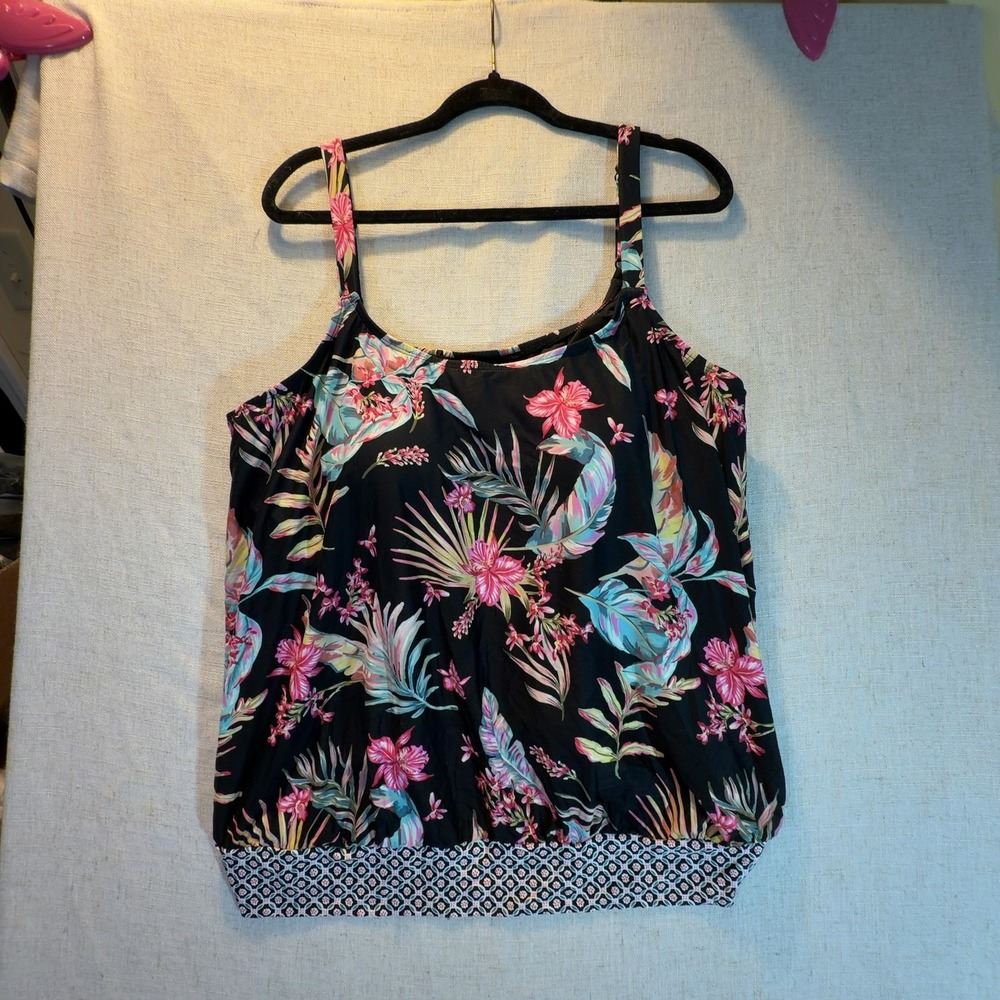 Beach House Swim Tankini Top Tropical Floral Underwire Women's Size 20W